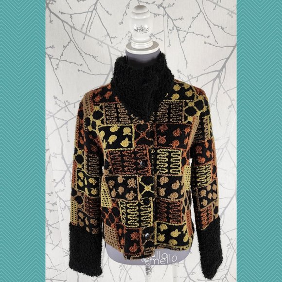 Tib Design Eclectic Textured Fleece Boxy Fit Cardigan - Picture 5 of 6